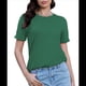thumbnail image 2 of Camisetas de Verano para Mujer, Informales, de Corta con Bolsillo, Cuello Redondo, Corte Clásico Verde S, 2 of 6