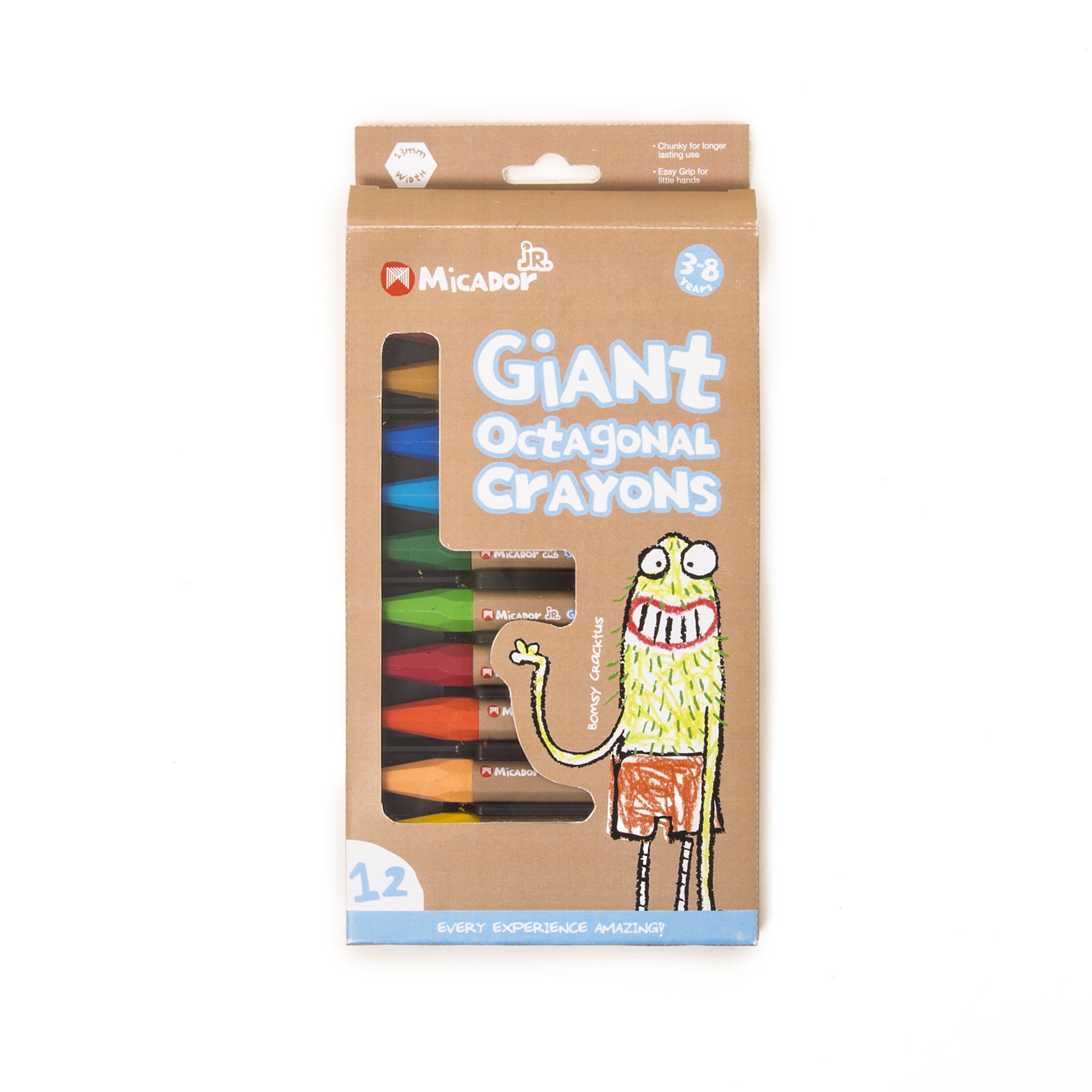 Micador Jr. Giant Octagonal Crayons, 12-Colors