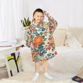 thumbnail image 6 of FORMRS Wearable Blanket Hoodie with Sleeves for Kids Cozy Flannel Sweatshirt, Orange Japanese Flowers Pattern, 6 of 7