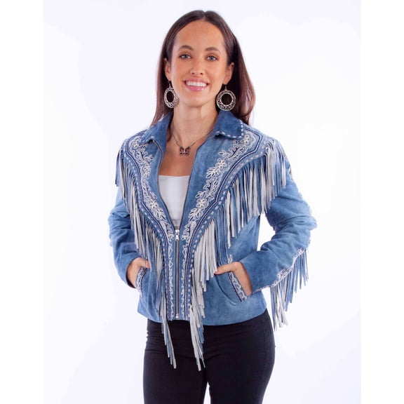 Scully Leather Leatherwear Womens Ladies Fringe Jacket