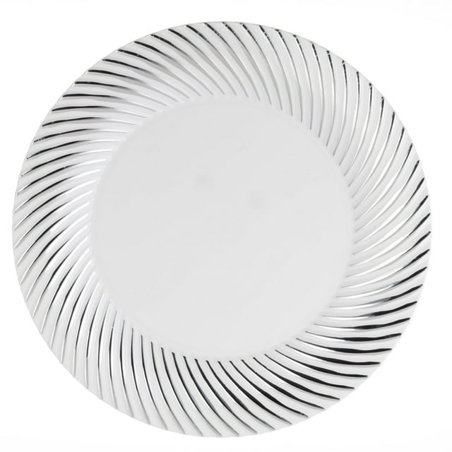 Party Essentials N181451 Assiette Tourbillon Divin, 10 Pouces, Blanc/argent (Lot de 168)
