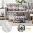 thumbnail image 6 of Fall Orange Blue Outdoor Waterproof Pillow Covers, Thanksgiving Floral Botanical Wooden Decorative Square Throw Pillowcase Sofa Cushion Sham for Patio/Couch/Chair, 20"x20" 2 Pack, 6 of 8