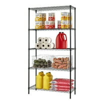 Might Indoor 5-Tier Metal Black NSF Certified Commercial Height Adjustable Shelf for Storage