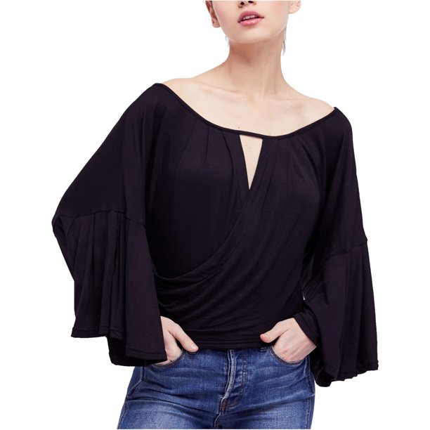 Free People - Blusa para mujer con orificio para llave, color negro, pequeña