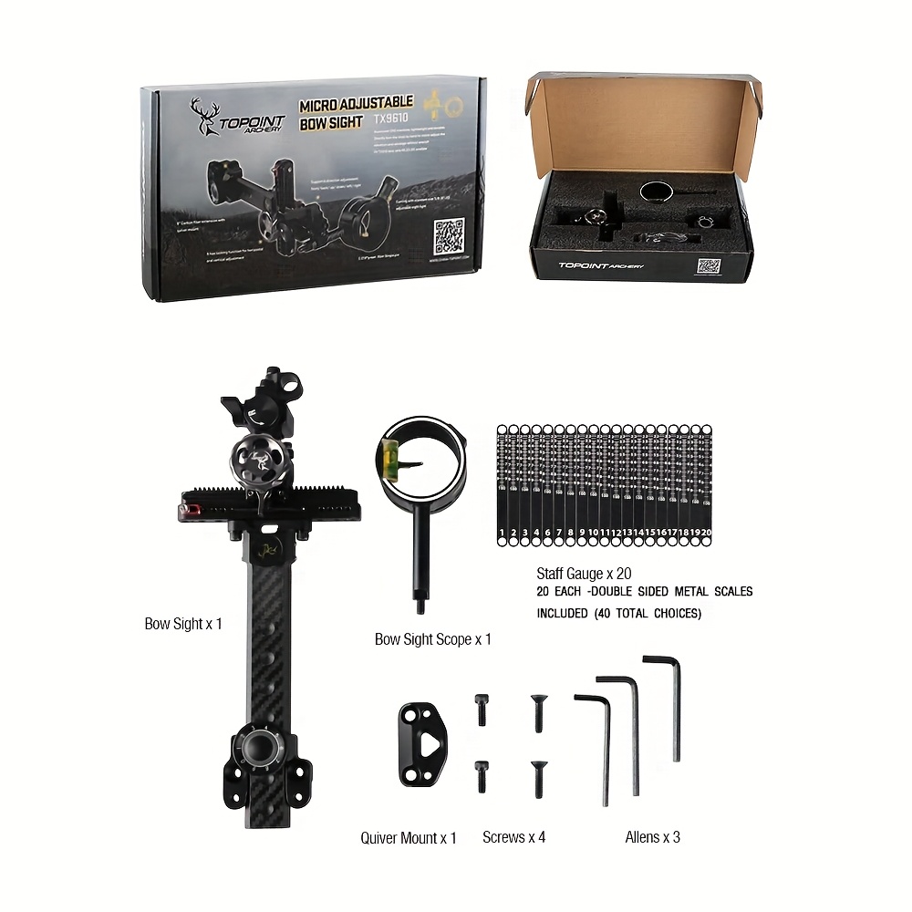 1pc Heavy-Duty Aluminum Compound Bow Sight with 8X Magnifying Scope, Adjustable aiming light & Quick-Adjust Gears, Micro-Adjustable for Precision Shooting - Compatible with All Compound Bows
