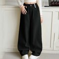 thumbnail image 5 of Stamzod Baggy Jeans for Girls Solid Color Wide Leg Denim Pants High Waisted Elastic Jean Fashion Streetwear 14Years, 5 of 9
