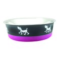 thumbnail image 1 of "Tazón para mascotas de acero inoxidable con base de goma antideslizante y diseño de perro, grande, gris y rosa-Juego de 2" Benzara Inc BNC-10005-2, 1 of 2