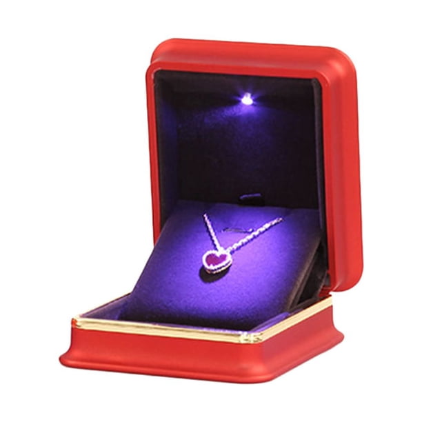 EeaseMX Joyero LED para guardar pendientes y collares, color rojo, organizador de joyas para bodas