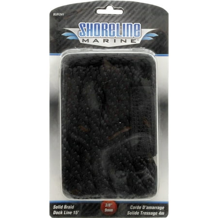 - Shoreline Marine Solid Braid MFP Dock Line, 3/8 in x 15 ft, Black