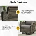 thumbnail image 4 of Planntonneo Wicker Patio Chairs Set of 2, Outdoor High Back Swivel Glider Rocking Chairs with 5'' Thick Grey Cushions for Porch Balcony Backyard, 4 of 7