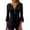 Black, variant on QASIEATN Womens Tops Dressy Casual V Neck Button Down Shirts Pleated Flowy Loose Flare 3/4 Sleeve Tunic Blouse Fall Fashion Outfits