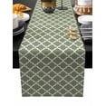thumbnail image 2 of Green Morocco Cotton Linen Table Runner 13 x 70 inch Boho Farmhouse Abstract Geometric Simple Non-slip Rectangular Dining Table Decor for Wedding Party Holiday Dinner, 2 of 8