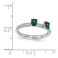 thumbnail image 2 of 2.5mm 925 Sterling Silver Polished Prong set Stackable Created Emerald Two Stone Ring Size 6 - Stackable Ring for Women, 2 of 2