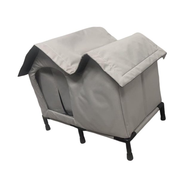 Casa para gatos al aire libre, elevada, aislada, impermeable, resistente al viento, refugio para gatos L