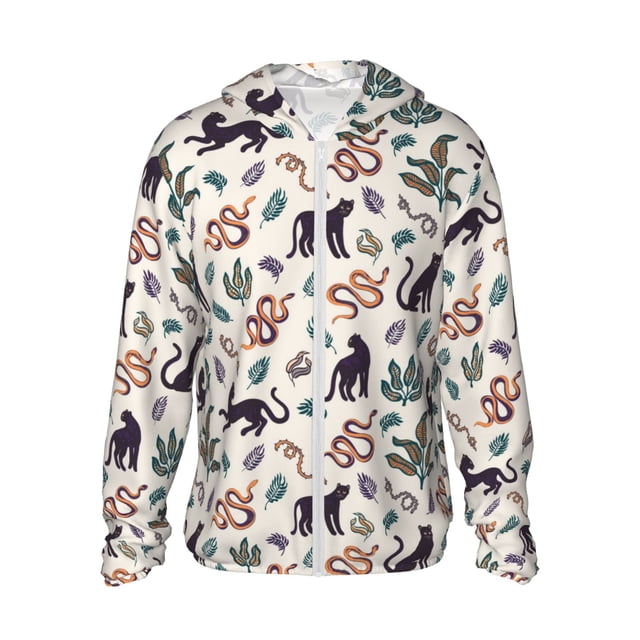 Balery Black Cat And Snake Sudadera ligera de manga larga con capucha y protección solar UPF 50+ para hombre y mujer, ideal para pesca y running-X-Large