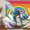 thumbnail image 2 of Cute Kids Shower Curtain for Bathroom, Cool Unicorn Riding Dinosaur Rainbow Funny Shower Curtain, Japanese Kanagawa Waves Shower Curtains for Boys Teens Bathroom Accessories with 12PCS 70X70IN, 2 of 3
