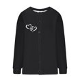 thumbnail image 4 of Women's Cardigan Sweaters Plus Size Heart Graphic Knitted Coats with Pockets Casual Loose Long Sleeve Sweaters Outerwear (Black XL), 4 of 5