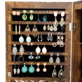 thumbnail image 3 of 6 LEDs Mirror Jewelry Cabinet, Wall Door Mounted Jewelry Organizer Box, Jewelry Armoire Cabinet with Full Length Mirror, Lockable Jewelry Mirror Organizer with 2 Drawers, Bracelet Rod, Girl's Gift, 3 of 10
