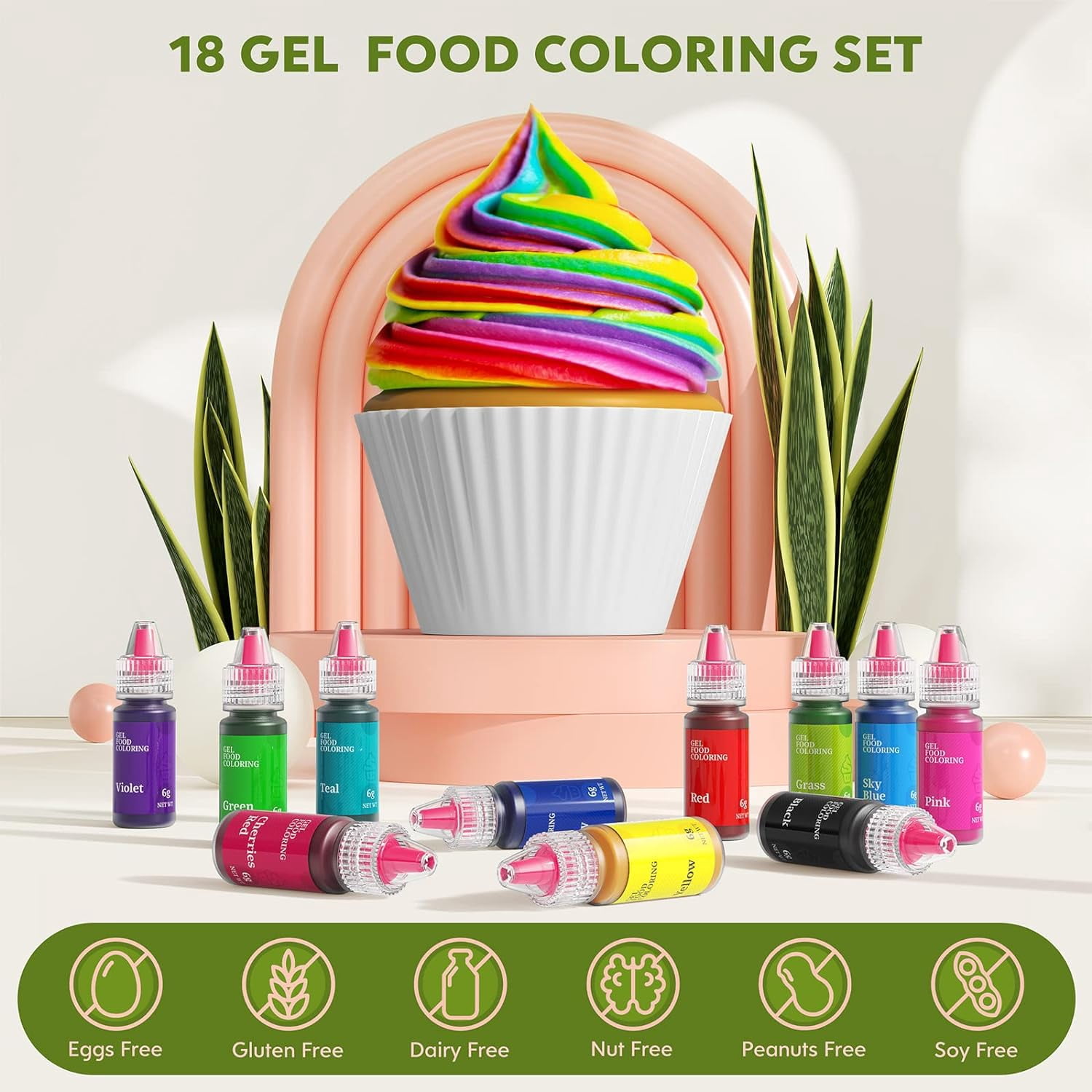 Jelife Gel Gluten-Free Edible Food Coloring Set, 6g