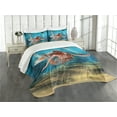 thumbnail image 3 of Ambesonne Mermaid Quilted Bedspread Set 3 Pcs, Magic Aqua Sea Lily, King Size, Burnt Sienna Pale Blue, 3 of 5