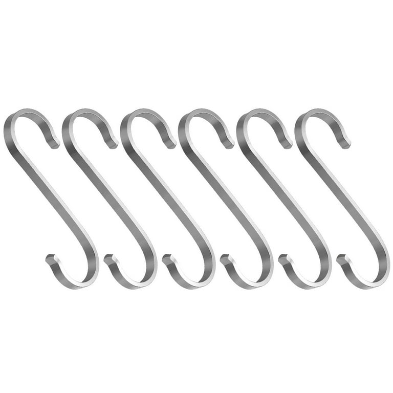 6pcs S Hooks S Shape Metal Hooks Heavy Duty 304 Stainless Steel Flat Hooks  S Shape Hangers for Hanging Plants Pots Pans Closet Towels Clothes Bag for  Bathroom Bedroom Office Kitchen (Opening