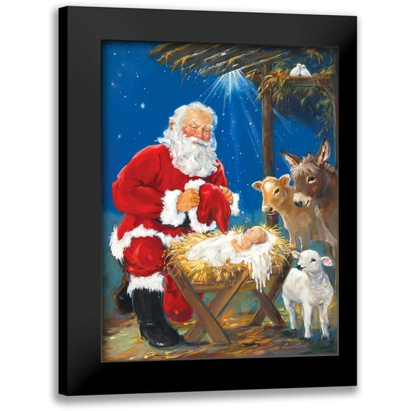 Comish, Susan 12x14 Black Modern Framed Museum Art Print Titled - Nativity Santa
