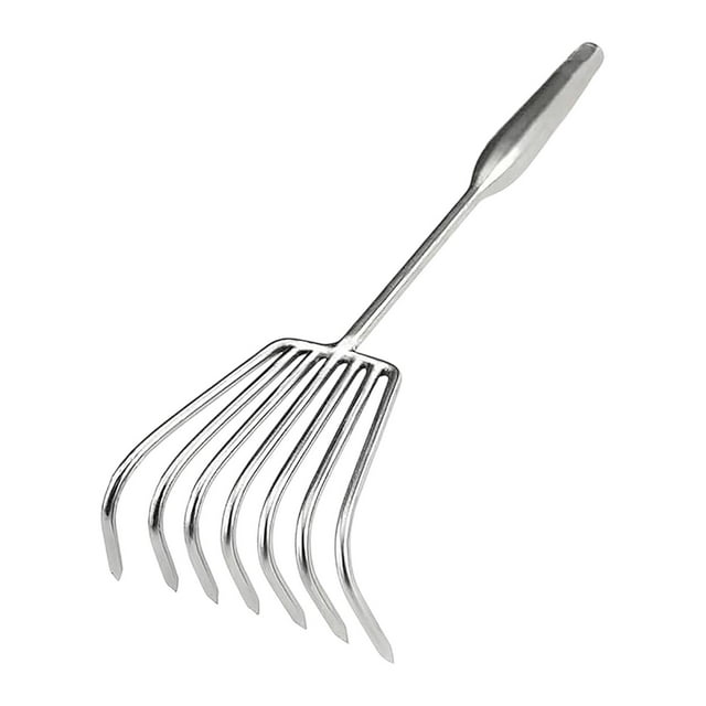 Almencla Garden Hand Rake Beach Sand Digging Tool Digging Compact Practical Multifunctional Gardening Soil Loosening Tool for Gardener Seven Tines