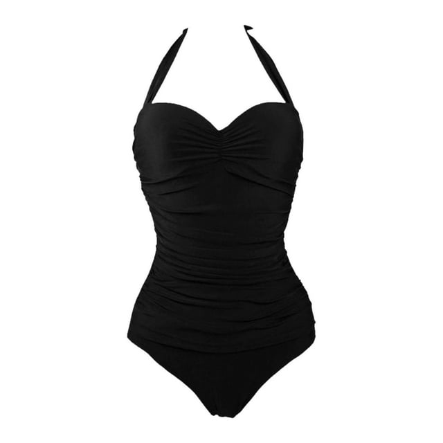 Traje de baño de una pieza para mujer, fruncido, control de abdomen, acolchado, trajes de baño Negro M