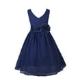 thumbnail image 6 of Zaldita Flower Girls Dress Wedding Bridesmaid Dress Kids Evening Chiffon Dresses with Waist Floral Navy Blue 10, 6 of 7