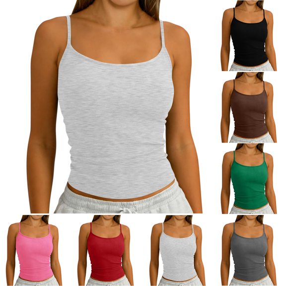 Admvng Tank Top for Women Scoop Neck Cami Sleeveless Stretchy Basic Slim Fit Camisole