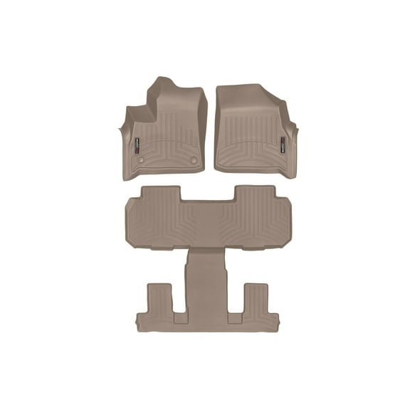 WeatherTech Custom Fit FloorLiners compatible with 2018-2024 Buick Enclave - Complete Set (1st Row, 1-Piece 2nd/3rd Row), Tan