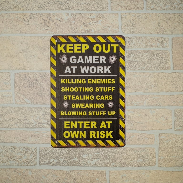 Caution Keep Out Gamer At Work Metal Wall Sign Funny Dorm Bedroom Man Cave Decor Caution Keep Out Gamer At Work Metal Wall Sign Funny Dorm Bedroom Man Cave Decor