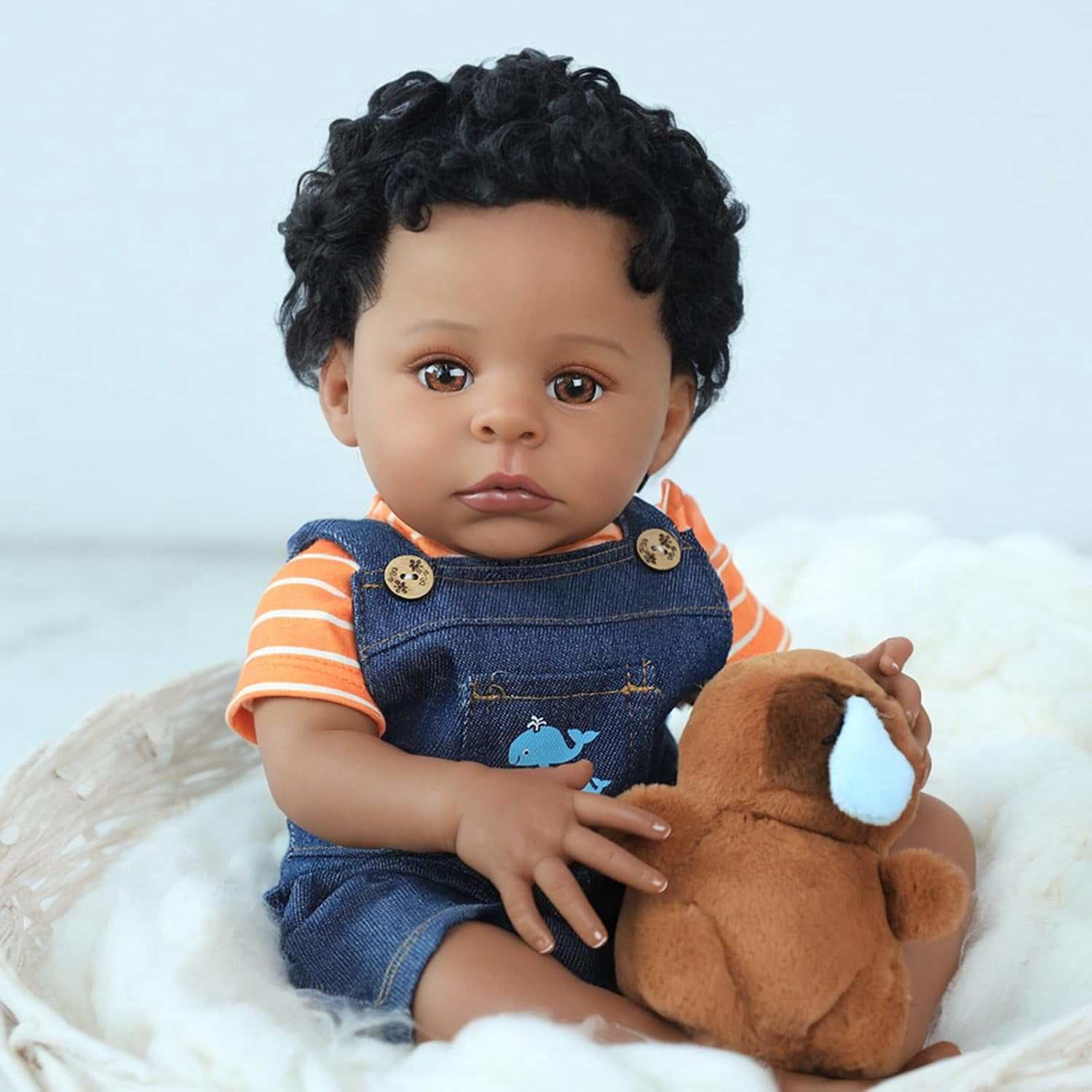 Realistic Reborn Baby Dolls Black-20 Inch African American Newborn Baby Doll, Lifelike Weighted Soft Body, Christmas Birthday Gift