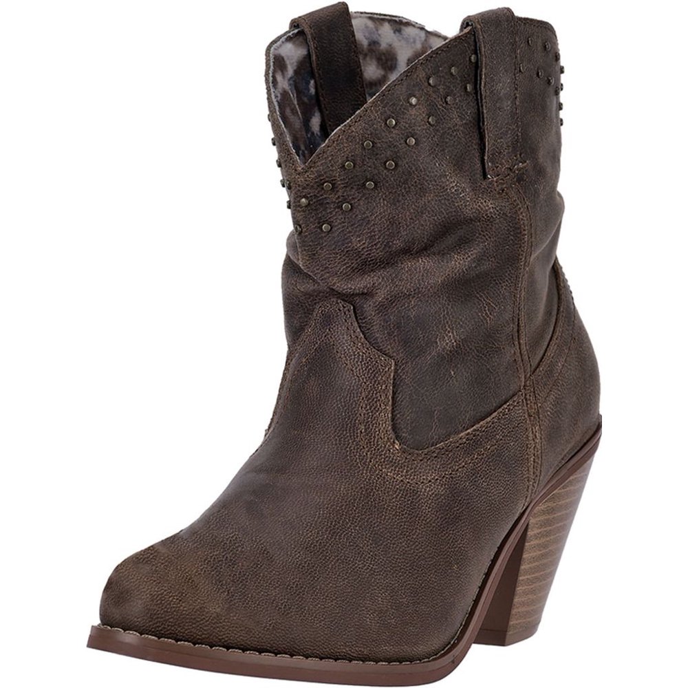 Dingo Dingo Western Boots Womens 6 Inch Collar Studs Distressed Brown