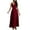 Wine, variant on IROINNID Formal Dress for Women Fashion Women ALL Season Solid Sleeveless V-Nevk Split Casual Lace Pachwork Dress