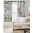 thumbnail image 2 of Easter Blackout Curtains for Bedroom Living Room Darkening Curtains 54 Inch Long Spring Grey Bunny Botanical Eggs Leaves Lattice Short Curtain for Small Window Treatment Grommet Drapes 52"x54"x2, 2 of 9