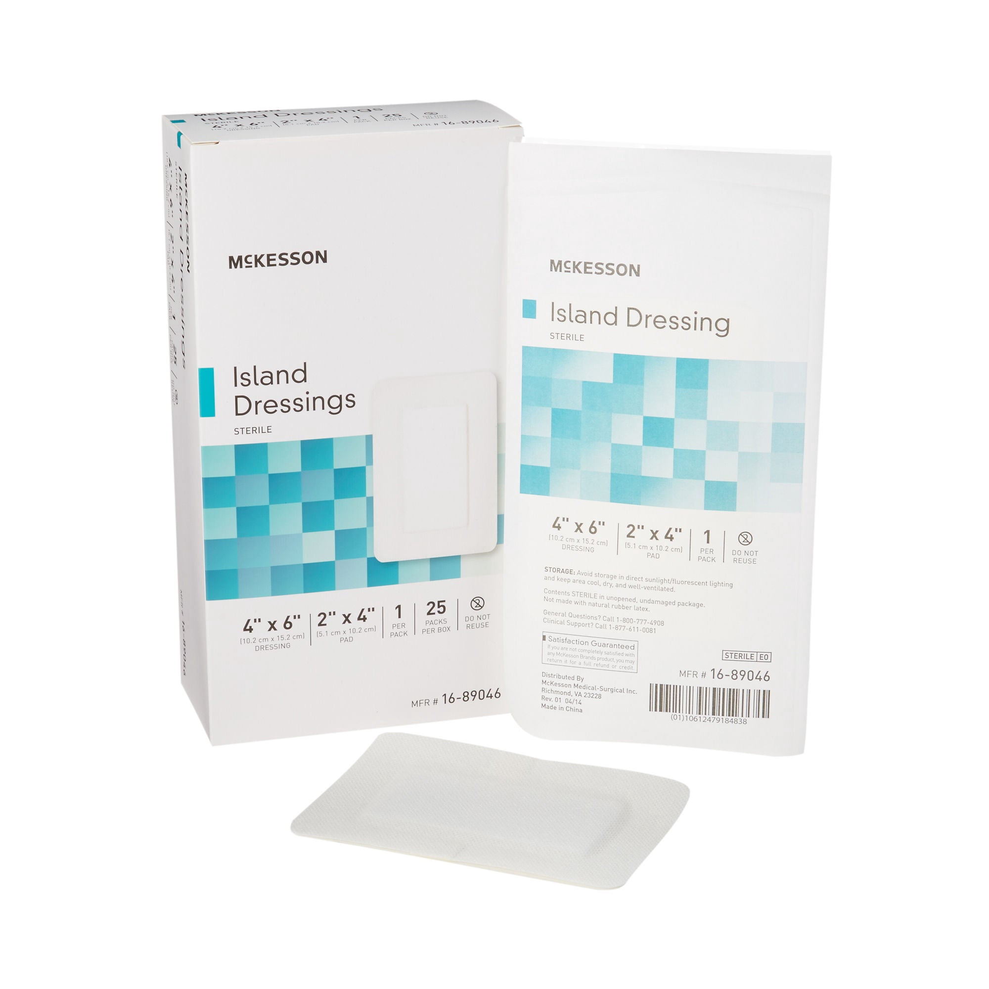 McKesson Island Dressing, Non-Adherent Gauze Pad for Wound Care, 4 in x 6 in, 25 Count, 1 Pack