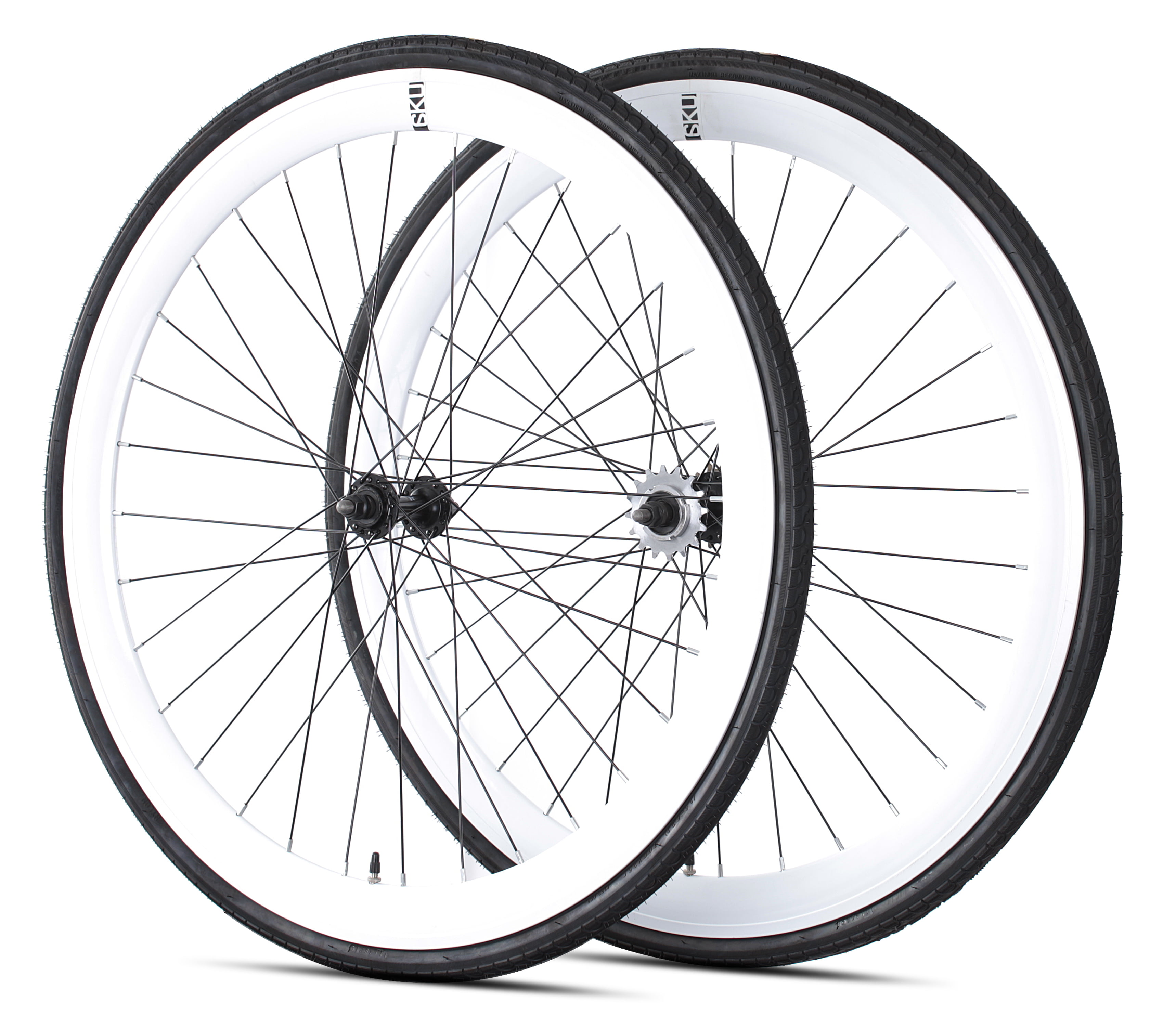 700c Fixie Fixed Single Speed Bike Wheel Set Flip Flop 40mm Deep-V White Rim With Purple Tyre