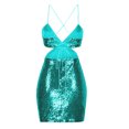 thumbnail image 4 of LSLJS Women's Fashion Strap V-Neck Sequin Sleeveless Solid Color Mini Dress Formal Dress, 4 of 5