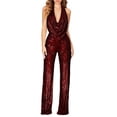 thumbnail image 7 of Ankishi Backless Halter Jumpsuit Deep V Backless Sparkly Halter Cowl Neck Sparkly Jumpsuits Clubwear Outfit for Daily Wear Dating Party, 7 of 7