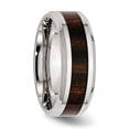 thumbnail image 4 of Chisel Stainless Steel Polished with Black Koa Wood Inlay Enameled 8mm Band, 4 of 7