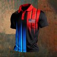 thumbnail image 2 of Men's Loose Fit Short Sleeve Polo Shirt, USA Patriotic America Flag Graphic Collared Knit Top, Casual Summer Top for Independence Day(Black1,XXXXL), 2 of 3