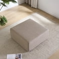 thumbnail image 3 of 35" Wide Oversized Square Ottoman Coffee Table, Faux Leather Couch Ottoman Large Footstool for Living Room, 3 of 7