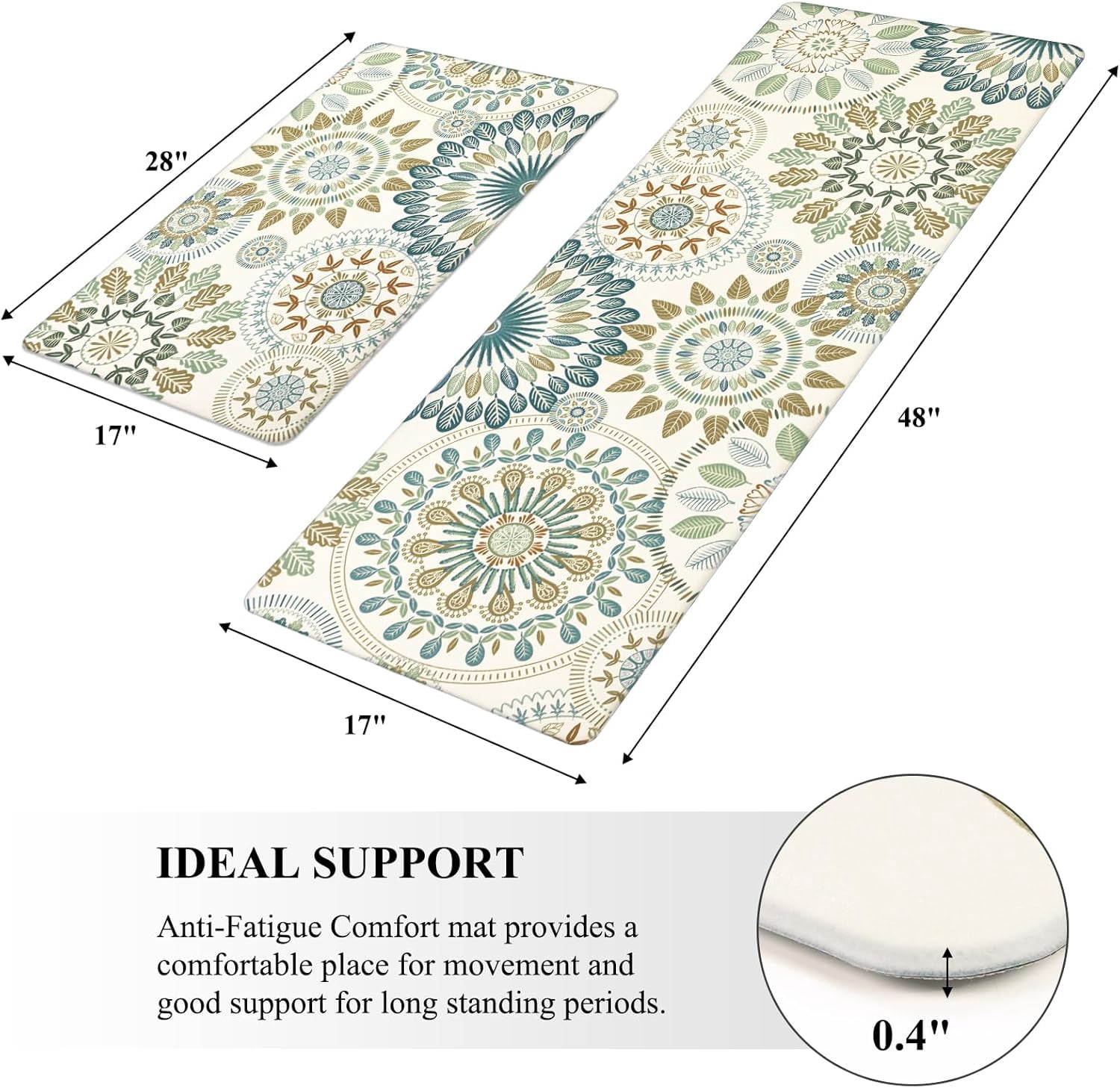 Boho Kitchen Rugs Set of 2 Anti Fatigue Mats for Kitchen Floor Cushioned Kitchen Rugs and Mats Non Skid Waterproof Kitchen Runner Comfort Standing Mat