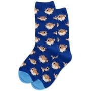 Hot Sox Kids Pufferfish Crew Socks, L/XL, Dark Blue