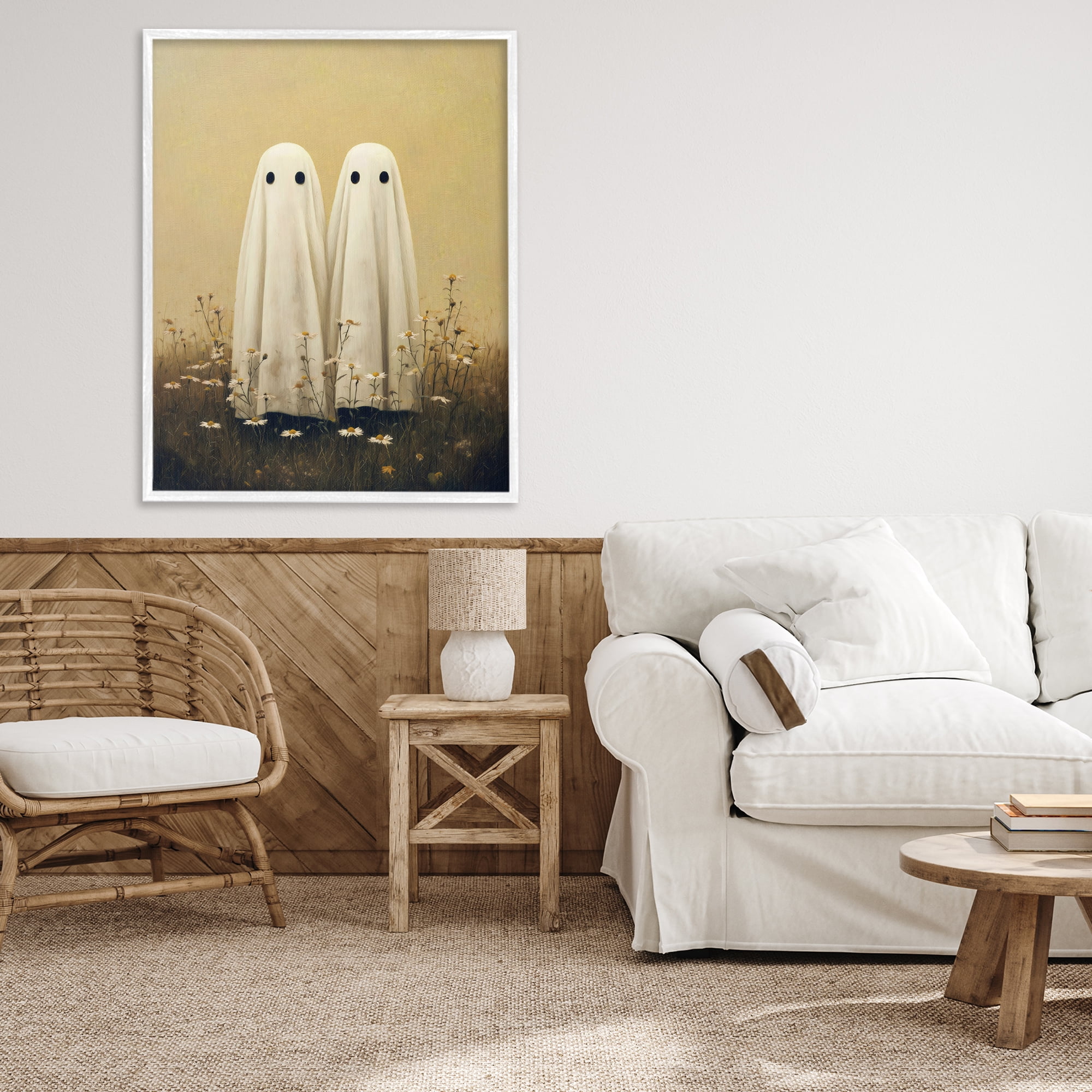 Daisy Ghost Couple White Framed Giclee Art, design by Arlington Prints