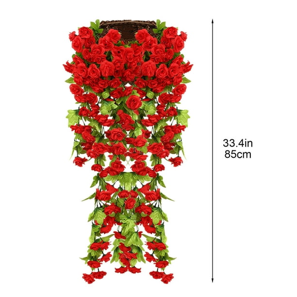 HWRETIE Realistic Faux Plant Vines Simulated Rose Bouquets Simulated Flower Wall Hanging Baskets Decorative Landscaping Artificial Flowers Rattan Flowers 85Cm Home Decor