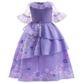 thumbnail image 1 of Figura de película de anime para niños, disfraz de cosplay, vestido de princesa con estampado floral morado para niñas, traje de falda, trajes para fiesta, día de los niños, 1 of 5