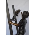 thumbnail image 5 of Nifao Two Kids Climb a Ladder Saving a Cat Bronze Statue – Garden Outdoor Decor Sculpture, 35"L x 24"W x 81"H, 5 of 11