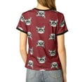 thumbnail image 4 of Allegra K Women's Short Sleeve Contrast Cartoon Cat Pet Print Tee Ringer T-Shirt Tops, 4 of 7
